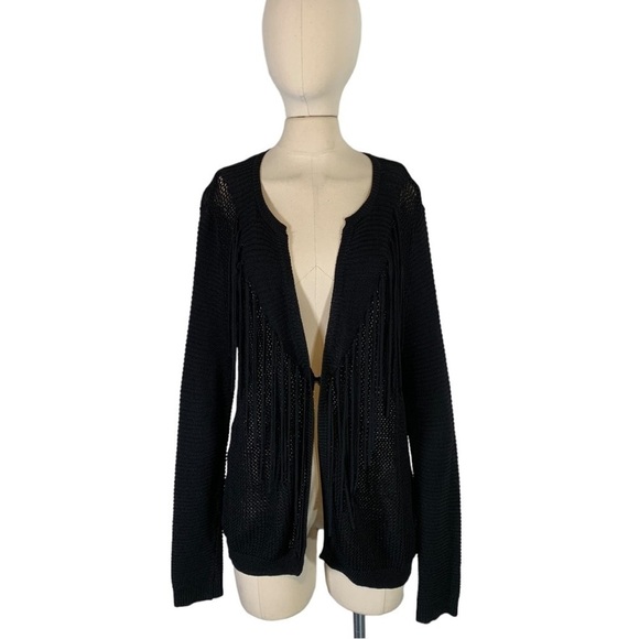 Sandro Fringe Ribbed Knit Cardigan Size 6 - Picture 1 of 12
